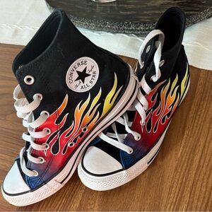 Converse High Top Sneakers with Multicolor Flame Design